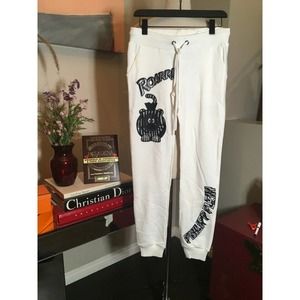 Philipp Plein White Black Beaded ROAR Sweatpants